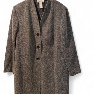 dressbarn Elegant Black & Tan Unlined Duster